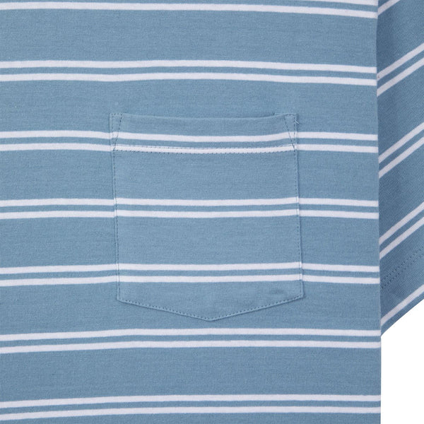 Tired Stamp Striped Pocket Tee Blue (Organic)