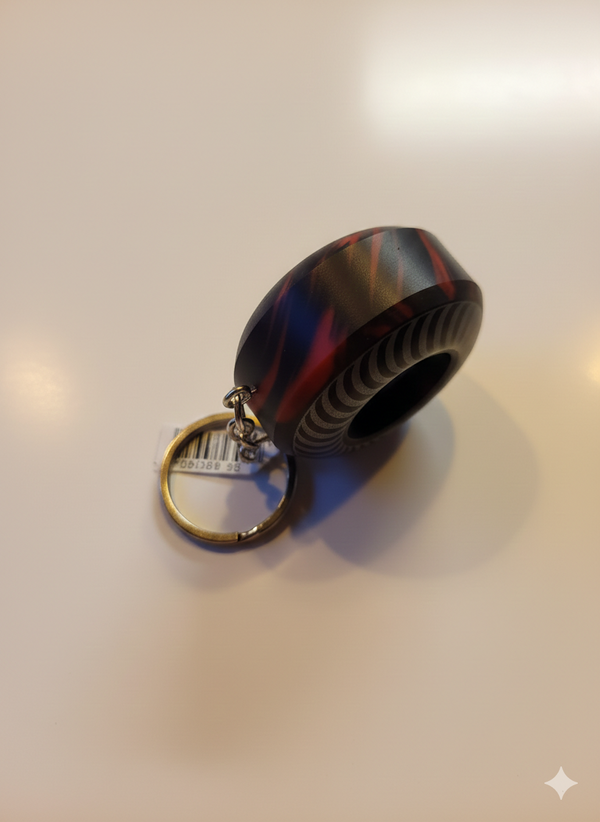 Spirtfire Key Chain Wheel Key Ring - Swirl Black/Red - Skatewarehouse.co.uk