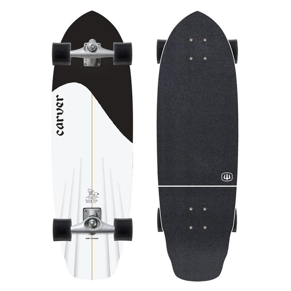 Carver Black Tip - CX Surfskate Cruiser Skateboard - 9.875" x 32.5" - Skatewarehouse.co.uk