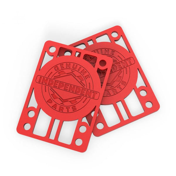 Indy Riser Pads 1/8 (Pack of 2) Red Skateboard Risers - Skatewarehouse.co.uk