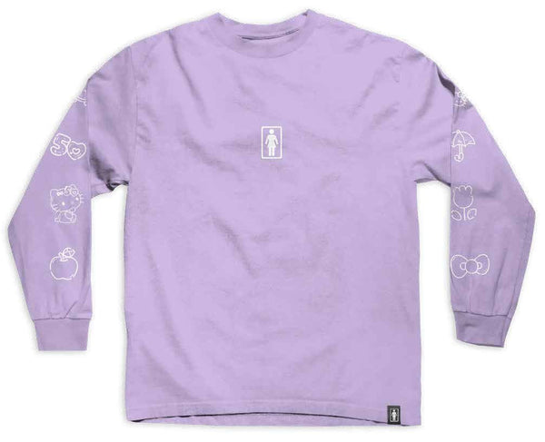 Girl x Hello Kitty 50th Sleeve LS Tee Lavender - Skatewarehouse.co.uk