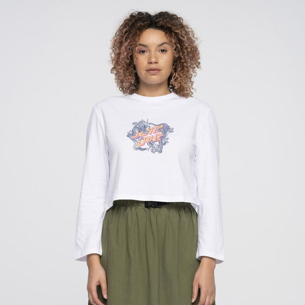 Santa Cruz Womens L/S T-Shirt Dragon Dot L/S T-Shirt - White - Skatewarehouse.co.uk