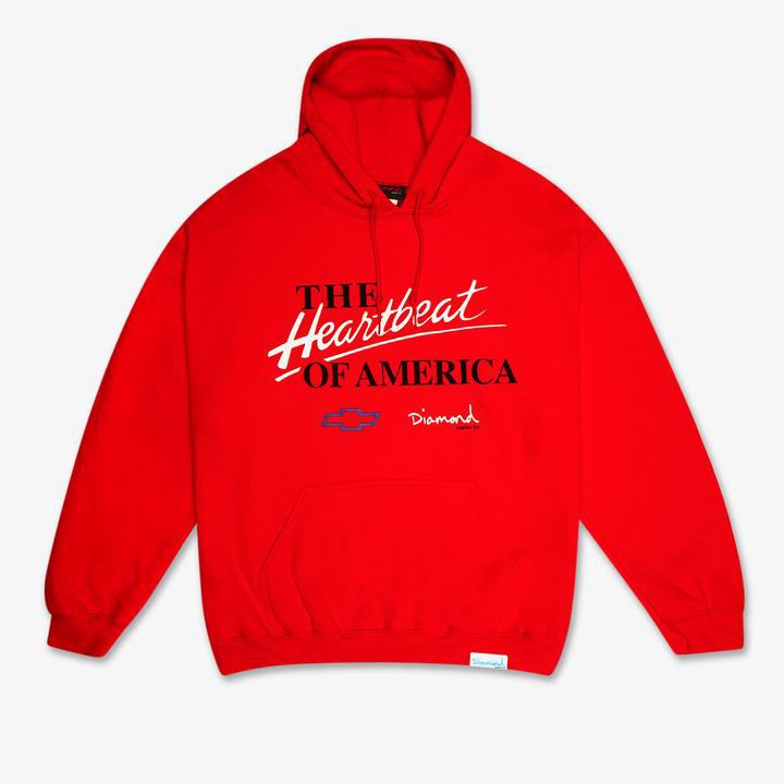 Diamond Heartbeat Hoodies Red - Skatewarehouse.co.uk