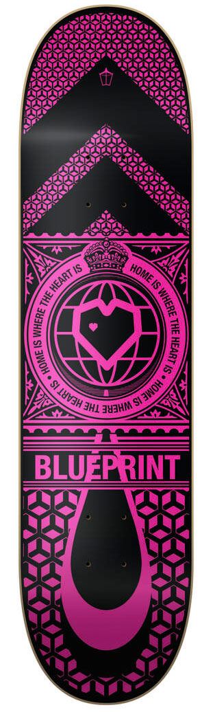 Blueprint Home Heart Black / Pink Skateboard Deck - 7.875