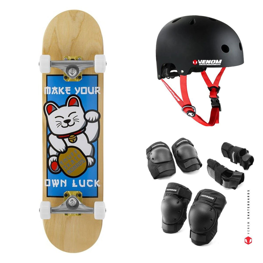 Enuff Lucky Cat Natural Complete Skateboard Bundle - 8.0"