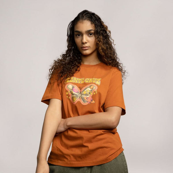 Santa Cruz Womens T-Shirt Galactic Butterfly - Ginger Biscuit - Skatewarehouse.co.uk