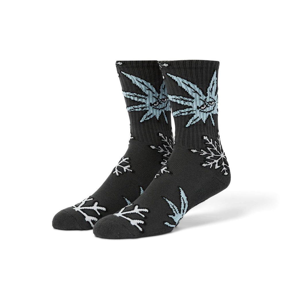 HUF Green Buddy Snowflakes Sock (Black) - One Size