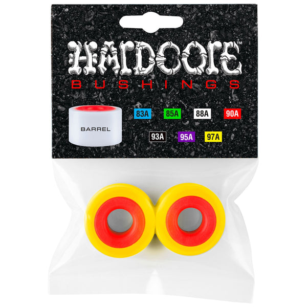 Hardcore Bushings Barrel Bushing 97A Set Yellow/Red - Skatewarehouse.co.uk