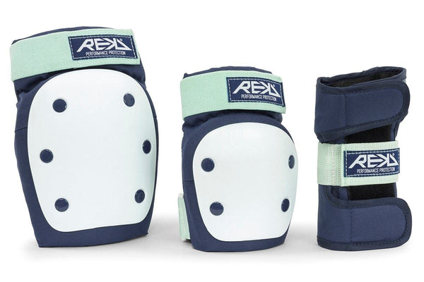 REKD Heavy Duty Skateboard Skate Scooter BMX Triple Pad Set - Blue / Mint - Skatewarehouse.co.uk