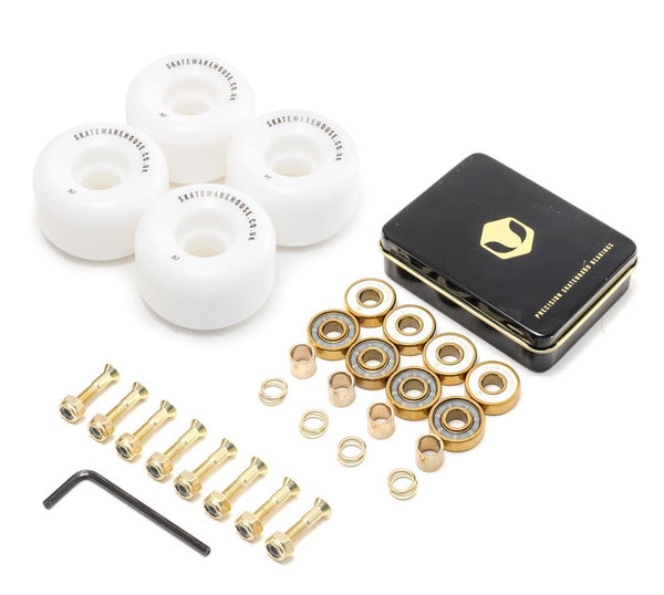 Skatewarehouse Conical Skateboard Wheels & Venom Gold Bearings Pack + Bolts! - Skatewarehouse.co.uk