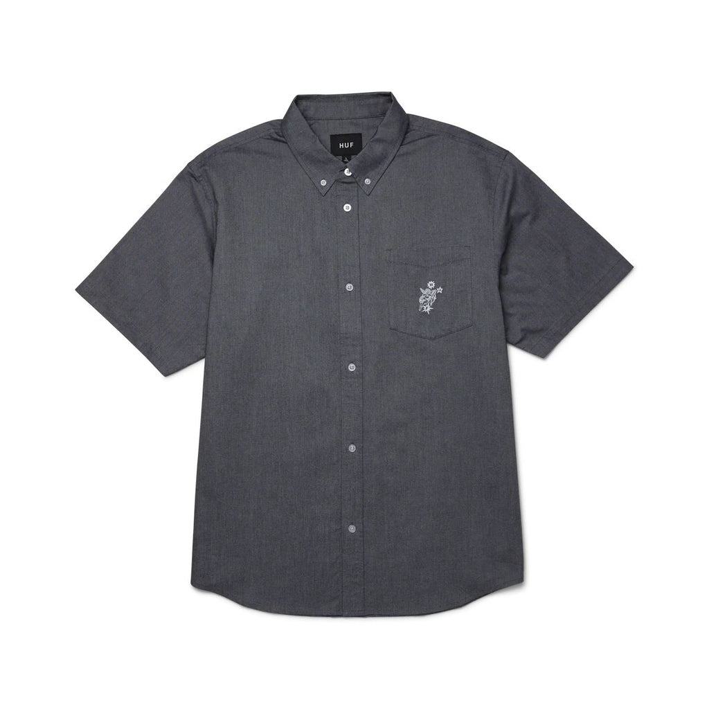 HUF Icarus S / S Oxford Shirt (Washed Black) T-Shirt - XL