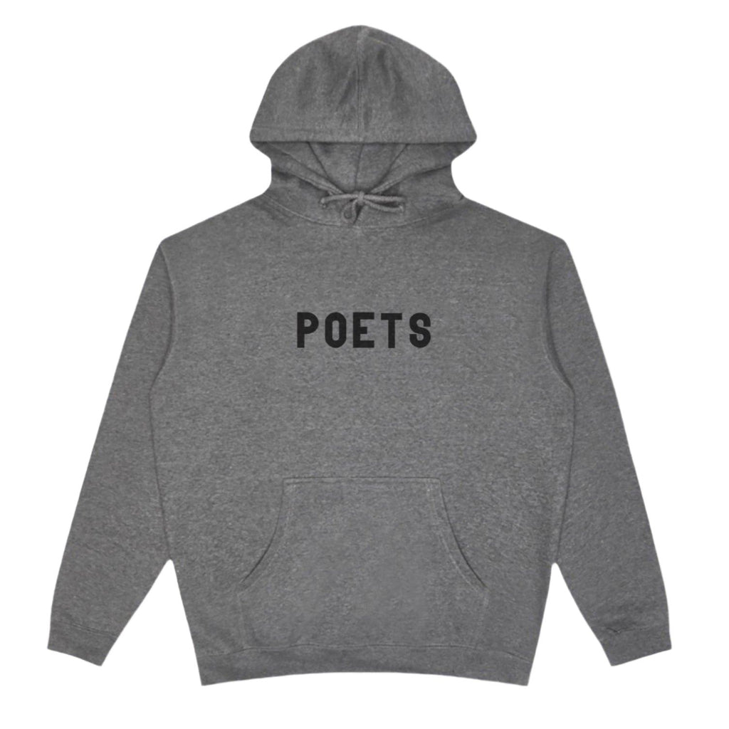 OG Poets Flocked Hoodie (Heather Grey With Black Flocking) - XL