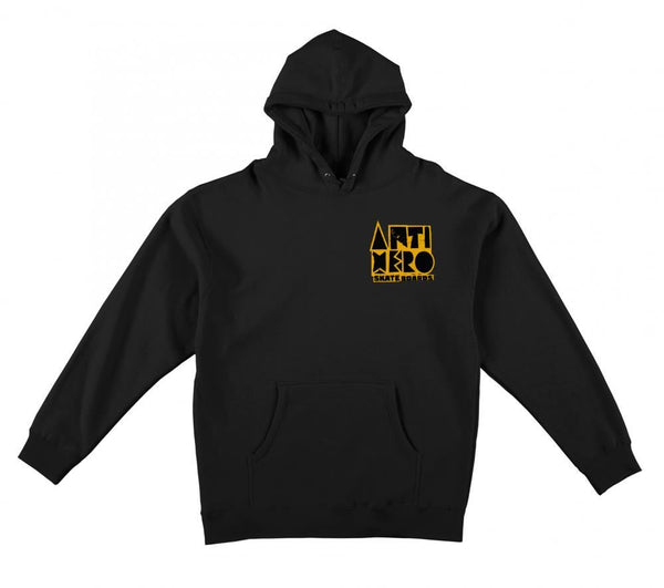 Anti Hero Hoody Slingshot II - Black / Gold Prints - Skatewarehouse.co.uk