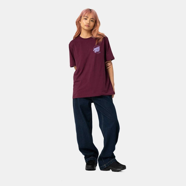 Santa Cruz Womens T-Shirt Imprint Moon Dot T-Shirt - Dark Cherry - Skatewarehouse.co.uk
