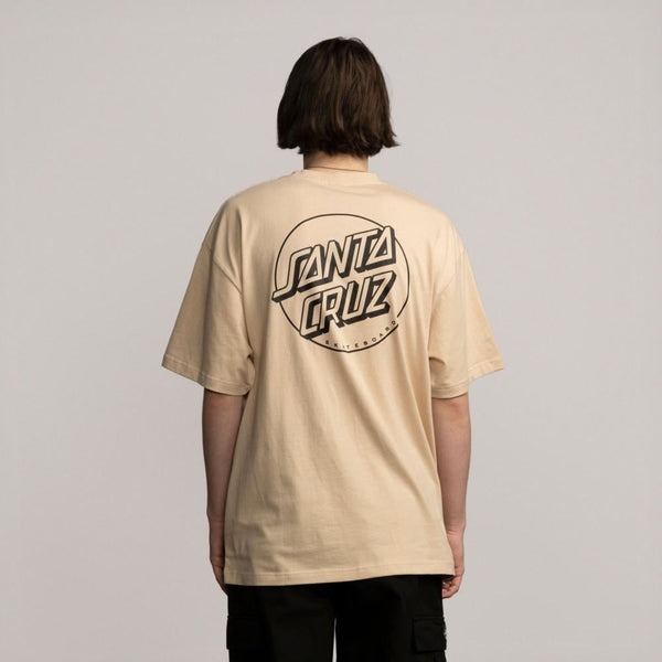 Santa Cruz All Gender T-Shirt Opus Dot Stripe AG - Oat - Skatewarehouse.co.uk