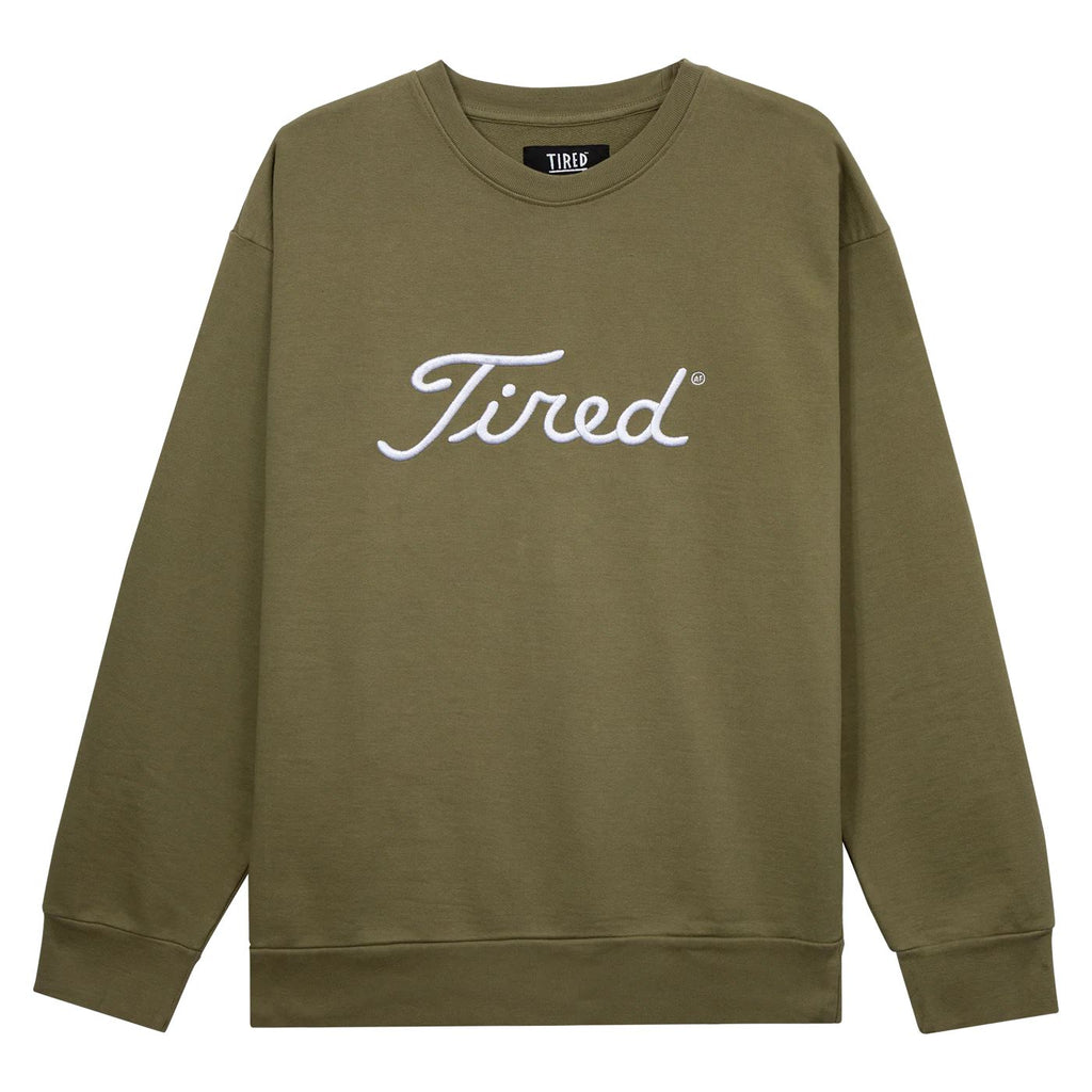 Tired Golf Crew Neck Fleece Olive Green