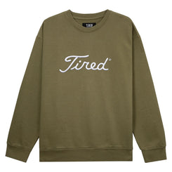 Tired Golf Crew Neck Fleece Olive Green