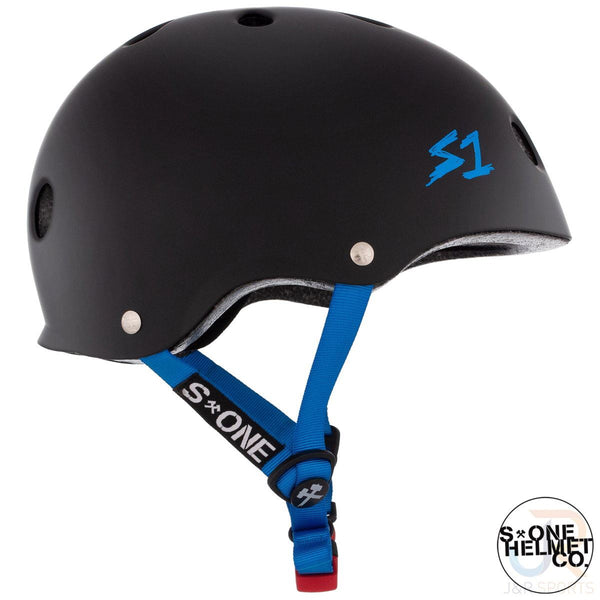 S1 MINI Lifer Helmets - Black Matt inc Cyan Strap