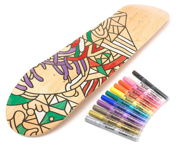 Venom Skateboards Deck With Colour Create Pens & Free Deck Wall Hanger - Skatewarehouse.co.uk