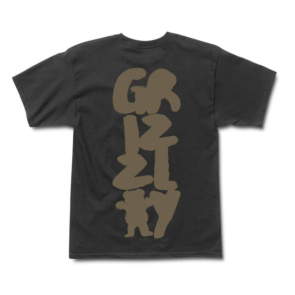 Grizzly Brushwork Tee Black - Skatewarehouse.co.uk