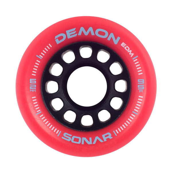 Sonar (4) Demon Edm - Red / 95a Skateboard Wheels - 62mm