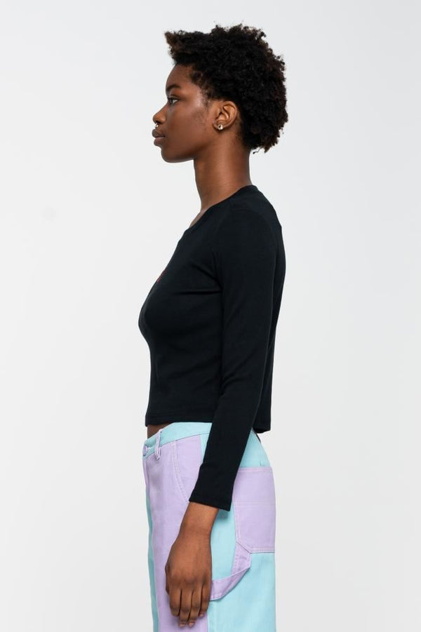 Santa Cruz Womens L/S T-Shirt Classic Dot Front L/S T-Shirt - Black - Skatewarehouse.co.uk