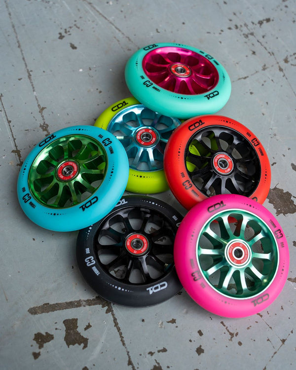 CORE CD1 Spoked Stunt Scooter Wheel 110mm - Pink/Teal - Skatewarehouse.co.uk