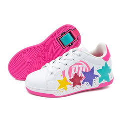 Breezy Rollers Shoes With Wheels - Splatter - White / Pink - Skatewarehouse.co.uk