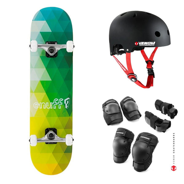 Enuff Geometric Green Complete Skateboard Bundle