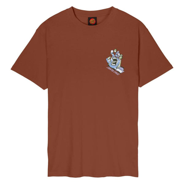 Santa Cruz T-Shirt Screaming Scratched Hand Strip - Burnt Sienna - Skatewarehouse.co.uk