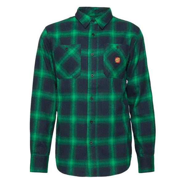 Santa Cruz Shirt Apex LS Shirt - Green Check - Skatewarehouse.co.uk