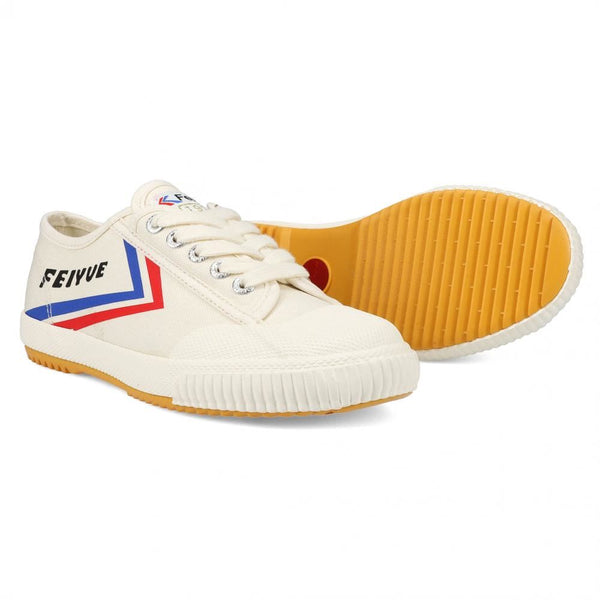 Feiyue Footwear Fe Lo 1920 Canvas Martial Arts/Gym/Lifing Shoes - Ivory / Blue / Red - Skatewarehouse.co.uk