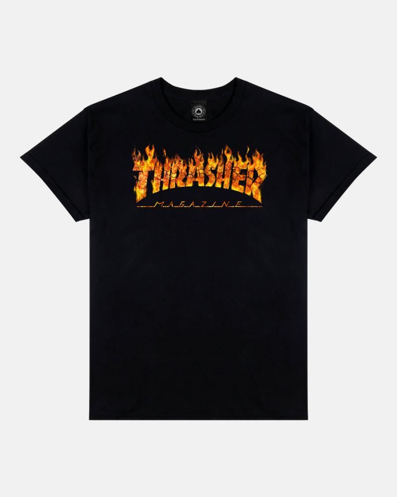 Thrasher T-Shirt Inferno - Black - Skatewarehouse.co.uk
