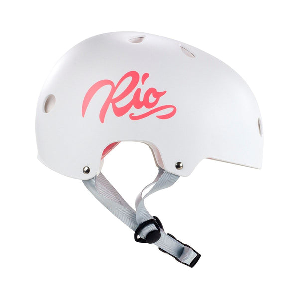 Rio Roller Script Skate Helmet - Matt White - Skatewarehouse.co.uk