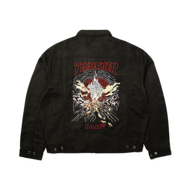 HUF x Thrasher Trucker Jacket (Black)