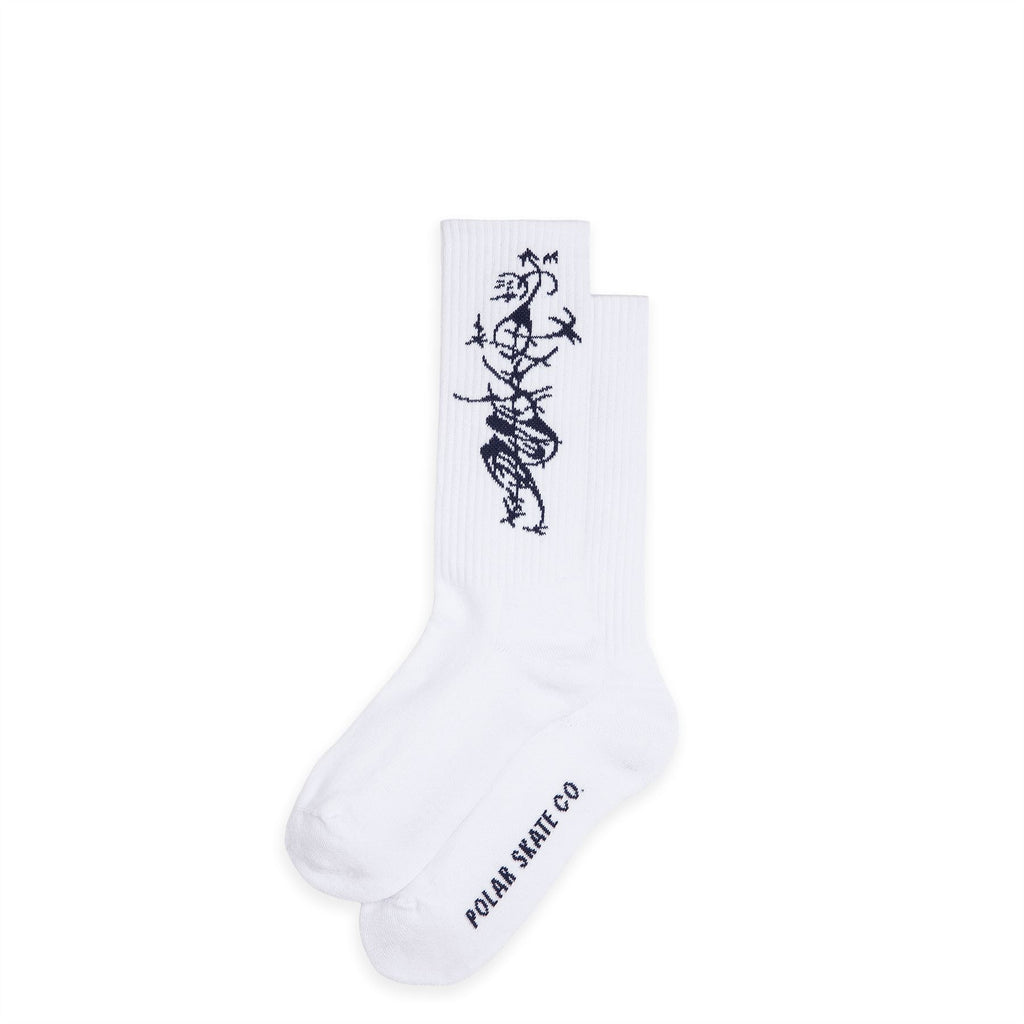 Polar Skate Co Rib Socks | Long | Tribal (White / Navy) - UK 9-11