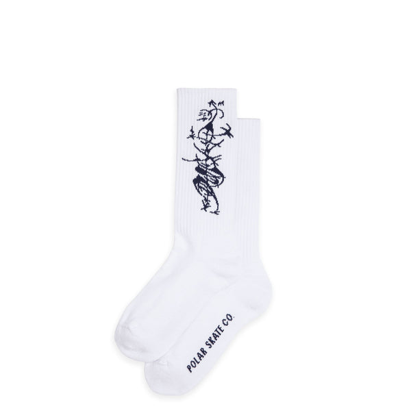 Polar Skate Co Rib Socks | Long | Tribal (White / Navy) - UK 9-11