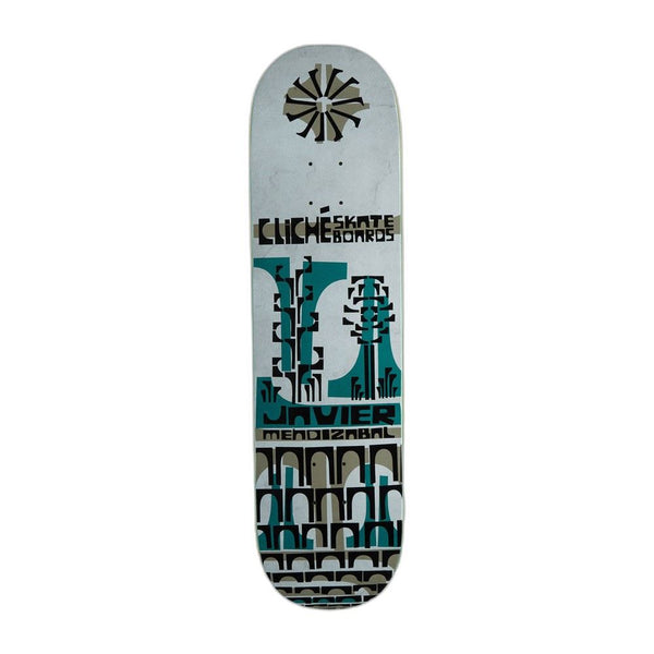 Heritage Cliché Javier Mendizabal Griptape Art Teal / White Skateboard Deck - 8.25