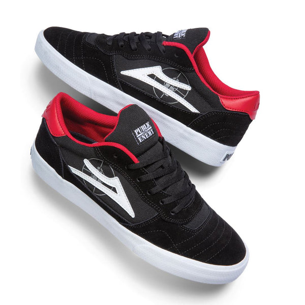 Lakai Public Enemy Cambridge Skate Shoes - Black / Red - Skatewarehouse.co.uk