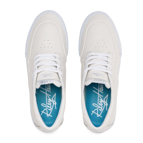 Lakai Riley 3 White Leather Skate Shoes - Skatewarehouse.co.uk