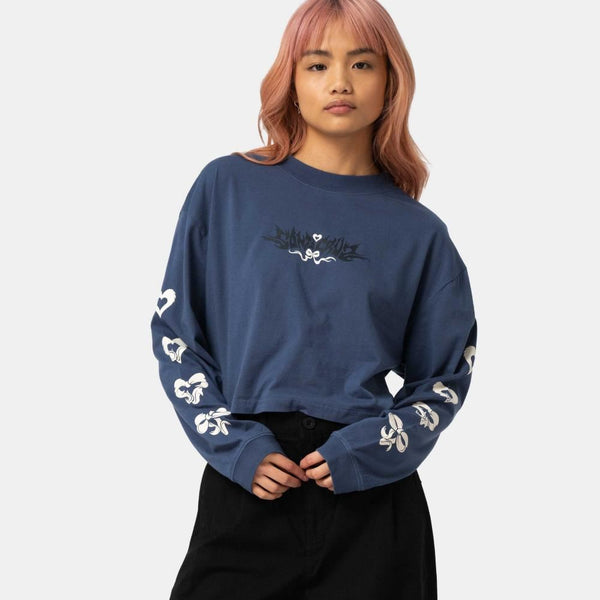 Santa Cruz Womens L/S T-Shirt Evolve Strip LS T-Shirt - Heritage Blue Wash - Skatewarehouse.co.uk