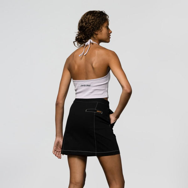Santa Cruz Womens Skirt Nolan Mini Skirt - Black / White Stitch - Skatewarehouse.co.uk