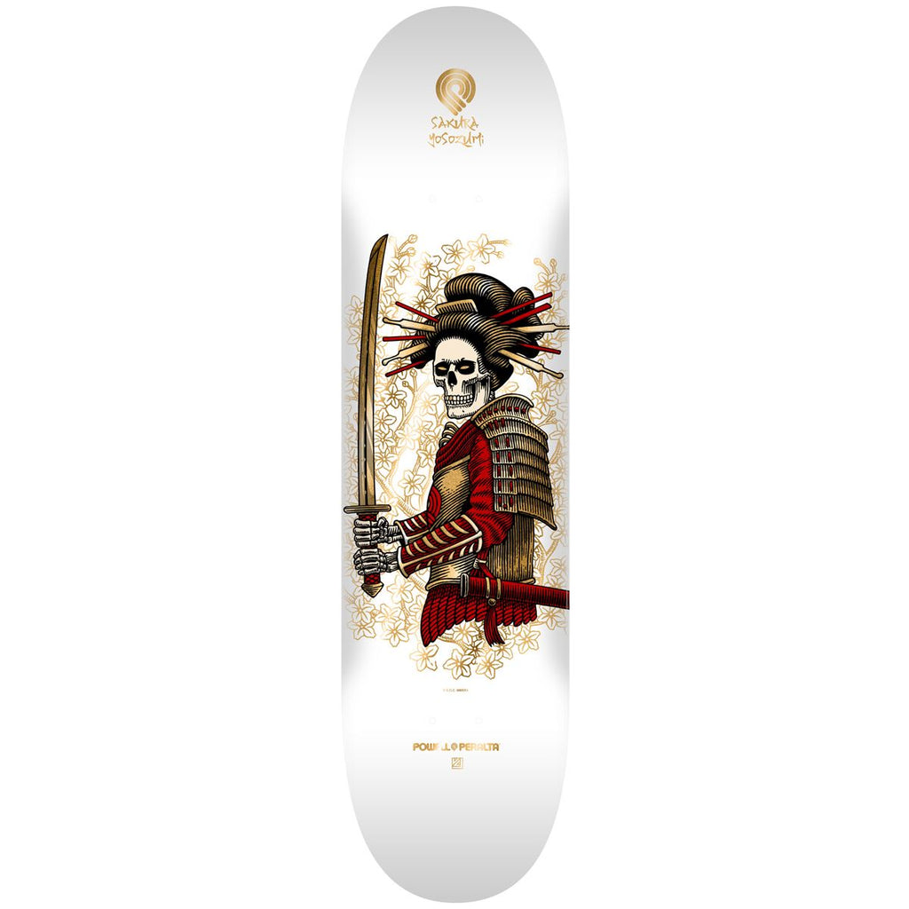 Powell Peralta Sakura Yosozumi OnnaBugeisha White / Gold Foil Skateboard Deck - 8.25" - Skatewarehouse.co.uk