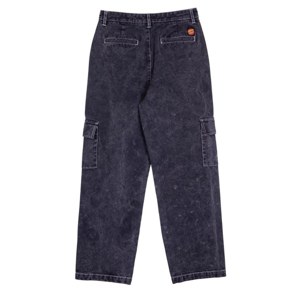 Santa Cruz Womens Pant Nolan Cargo Slouch Pant - Black Acid Wash / White Stitch - Skatewarehouse.co.uk