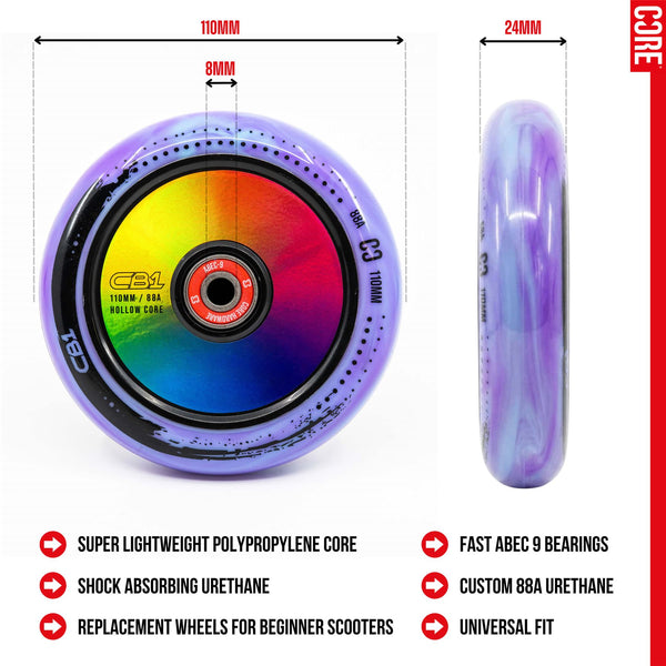CORE CB1 Nylon Hollow Core Scooter 110mm - Black / Neo Scooter Wheels