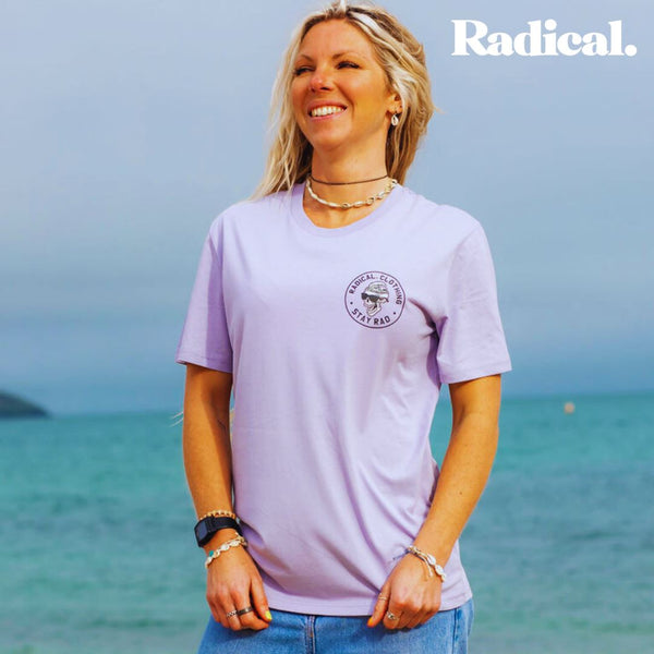 Radical. Stay Rad T-shirt, Unisex - Lavender Grey - Skatewarehouse.co.uk