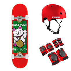 Enuff Lucky Cat Red Complete Skateboard Bundle - 8.0"