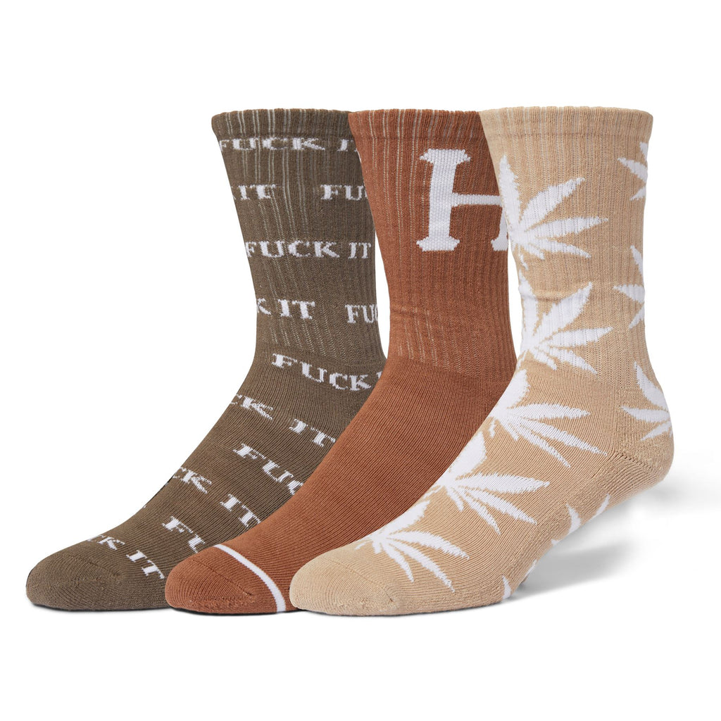 Huf Variety 3 Pack Sock (Brown) - One Size