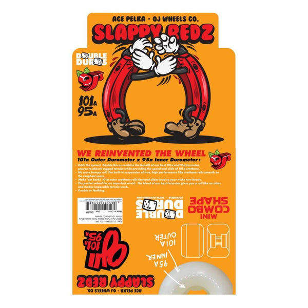 OJ Double Duro Skateboard Wheels Ace Pelka Slappy 101a/95a - White - Skatewarehouse.co.uk
