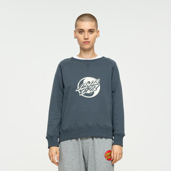 Santa Cruz Womens Crew Yin Yang Dot Front Crew - Pewter - Skatewarehouse.co.uk
